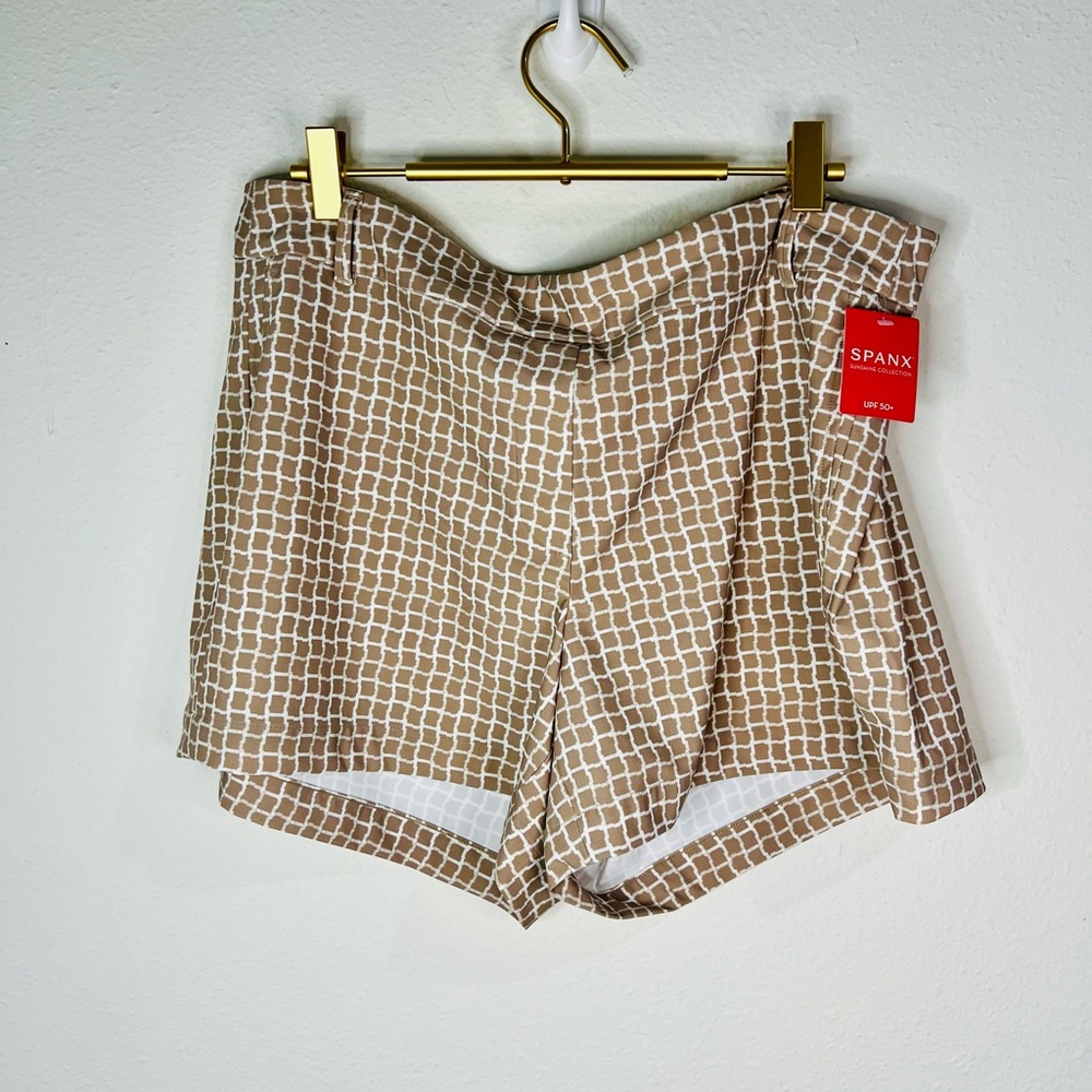 Spanx Sunshine Shorts 13” Bermuda Size XL Tan Pull On Stretch UPF 50+ Quick Dry